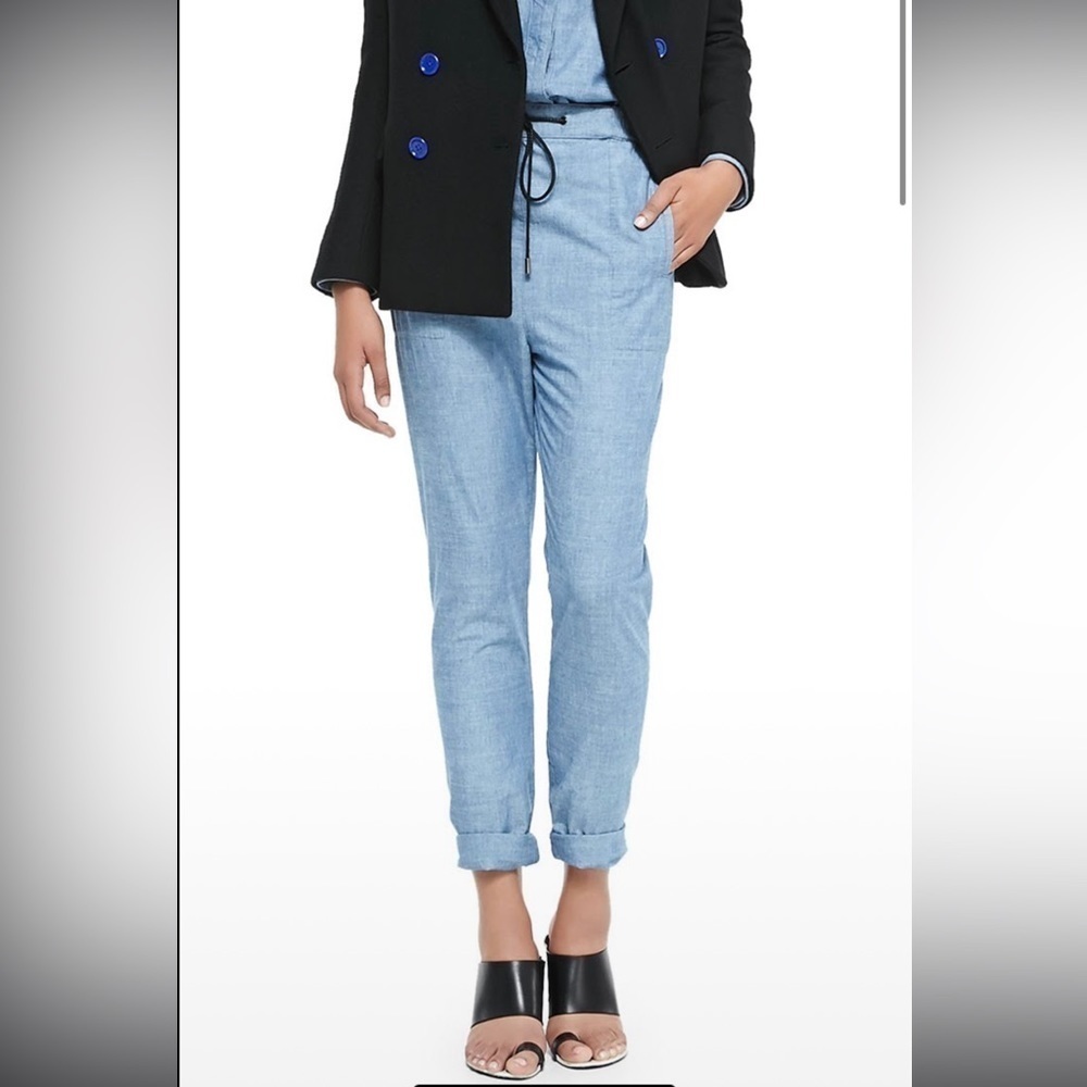 Proenza Schouler Blue Loose Pull-On Chambray Pants